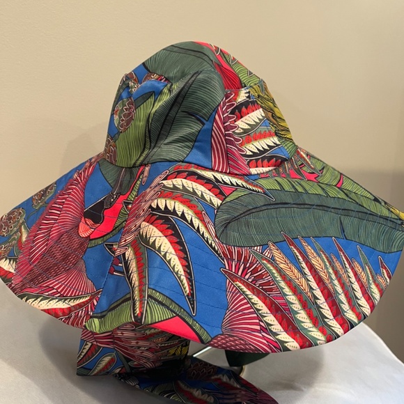 **HOST PICK** Farm Rio Totally Tuiuiu Dirds Amazon Forest Jungle UPF Tie Sun Hat - Picture 5 of 11